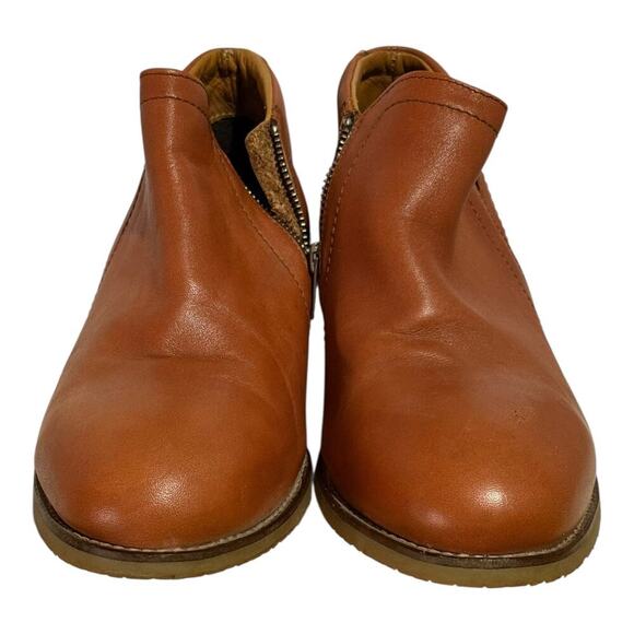 Xena By Nisolo Leather Heeled Booties Women's 10.5 Cognac Brown Chelsea Boots - Picture 2 of 7